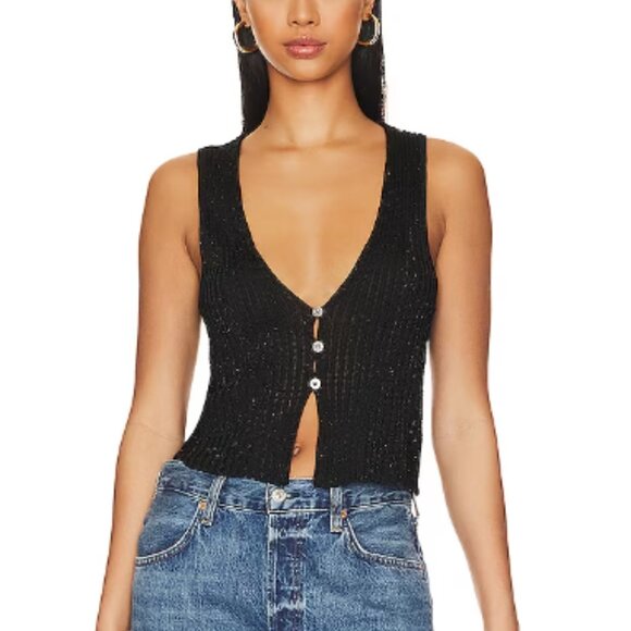 Free People Seascape Vest in Black Combo, Size XS - Picture 1 of 6